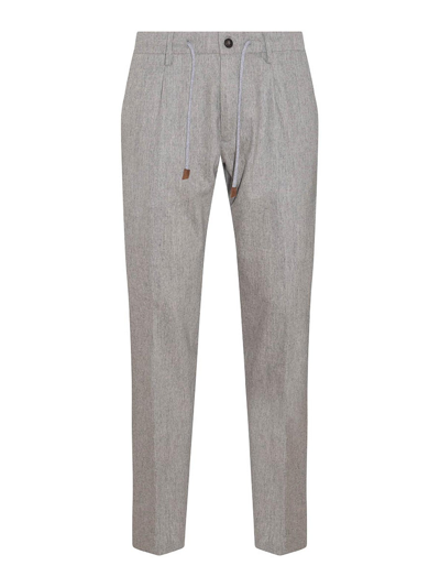 Shop Eleventy Grey Wool Blend Trousers In Gris