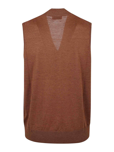 Shop Ballantyne V Neck Gilet In Marrón