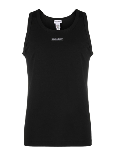 Shop Dolce & Gabbana Stretch-cotton Tank Top In Black