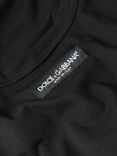 Dolce & Gabbana Stretch Cotton Tank Top With Logo Label Clothing In Black