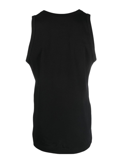 Dolce & Gabbana Stretch Cotton Tank Top With Logo Label Clothing In Black