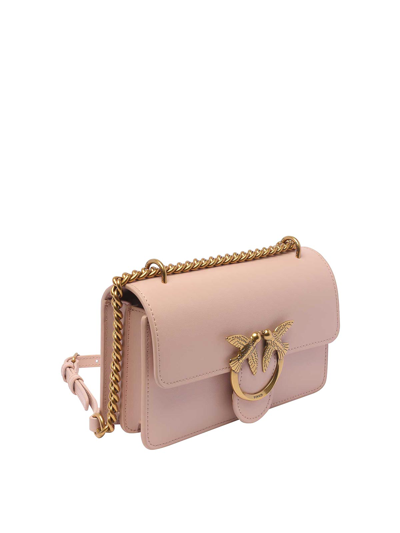 Pinko Light Beige Love One Mini Shoulder Bag In Nude & Neutrals
