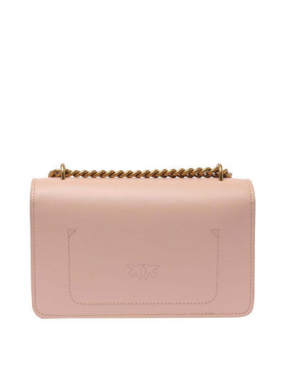 Pinko Light Beige Love One Mini Shoulder Bag In Nude & Neutrals