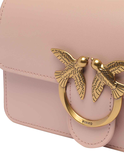 Pinko Light Beige Love One Mini Shoulder Bag In Nude & Neutrals