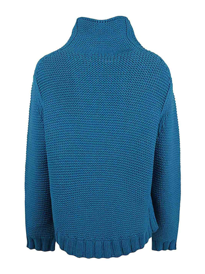 Shop Liviana Conti Wool Blend High Neck Jumper In Blue