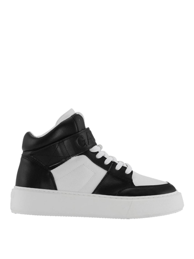 Shop Ganni Sporty Mix High-top Sneakers In Black