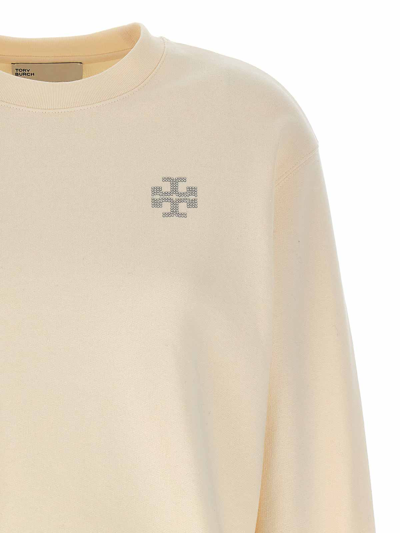 Shop Tory Burch Hot Fix Logo Sweatshirt In White