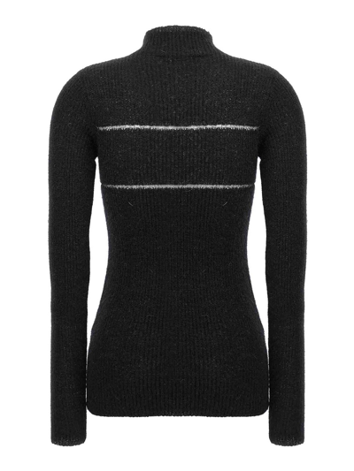 Shop Msgm Organza Insert Sweater In Black