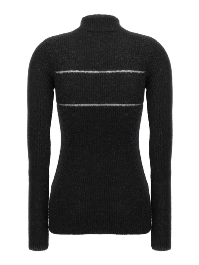 Msgm Knitwear Sweater Organza Insert In Black