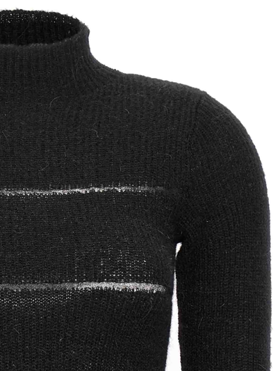 Shop Msgm Organza Insert Sweater In Black