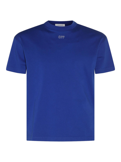 Shop Off-white Cobalt Blue And White Cotton T-shirt