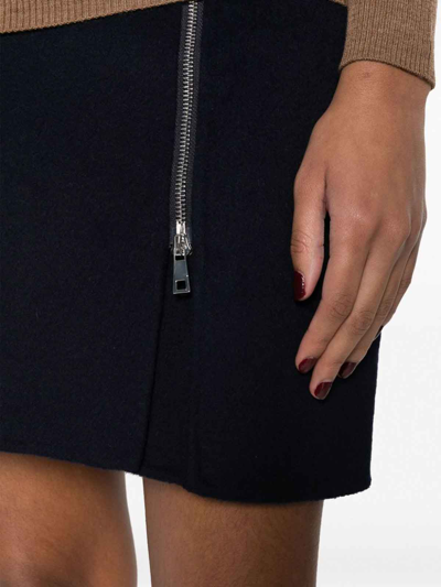 Shop P.a.r.o.s.h A-line Side Zip-fastening Miniskirt In Blue