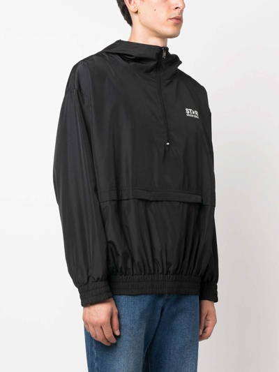 Shop Golden Goose Logo-print Hooded Jacket In Black