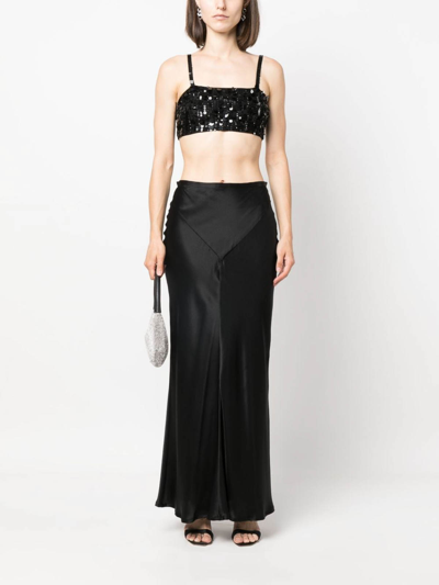 Shop P.a.r.o.s.h Sequin-embellished Cropped Tank Top In Black