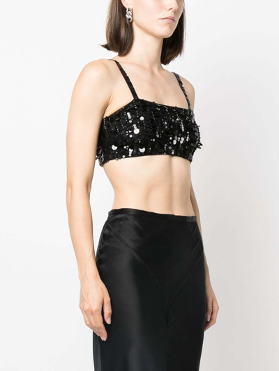 Shop P.a.r.o.s.h Sequin-embellished Cropped Tank Top In Black