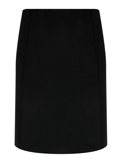 Shop P.a.r.o.s.h Knee Wool Skirt In Black