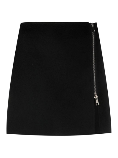 Shop P.a.r.o.s.h Zip-up Wool Miniskirt In Black