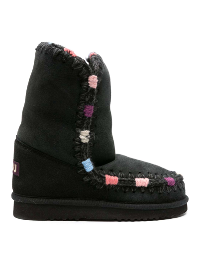 Shop Mou Eskimo 24 Overstitch Ankle Boots In Black