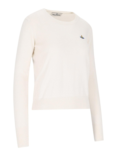 Vivienne Westwood Bea Logo Cotton & Cashmere Sweater In White