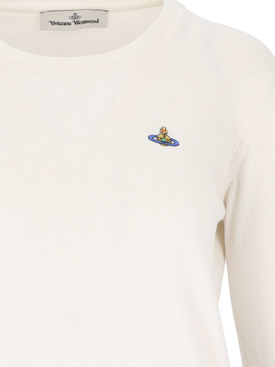 Vivienne Westwood Bea Logo Cotton & Cashmere Sweater In White