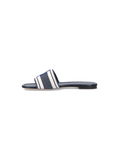 Shop Tory Burch Logo Slide Sandals In Blue