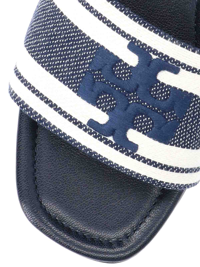 Shop Tory Burch Logo Slide Sandals In Blue