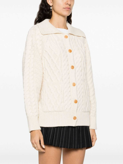 Shop Dunst Wool And Cotton Blend Cardigan In Beige