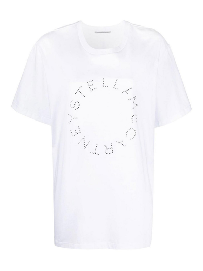 Stella Mccartney T-shirt Mit Strass-logo In White