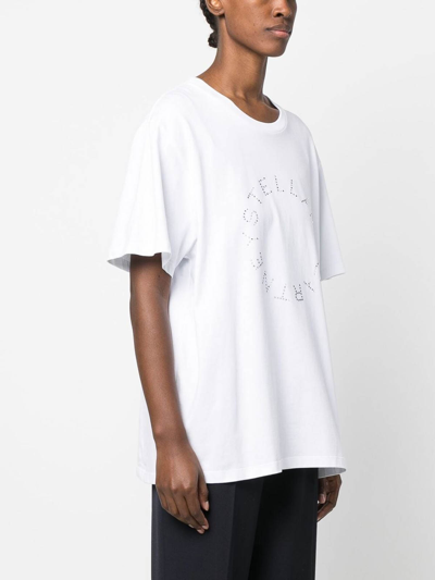 Stella Mccartney T-shirt Mit Strass-logo In White