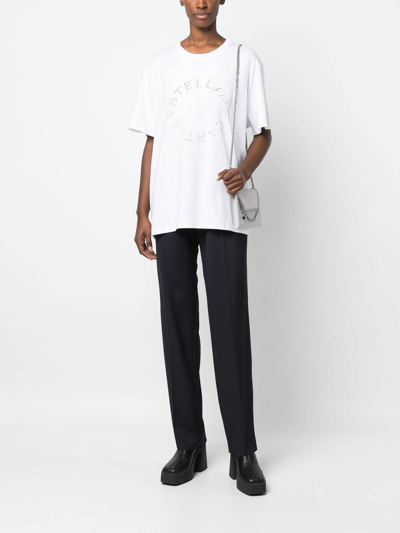 Stella Mccartney T-shirt Mit Strass-logo In White