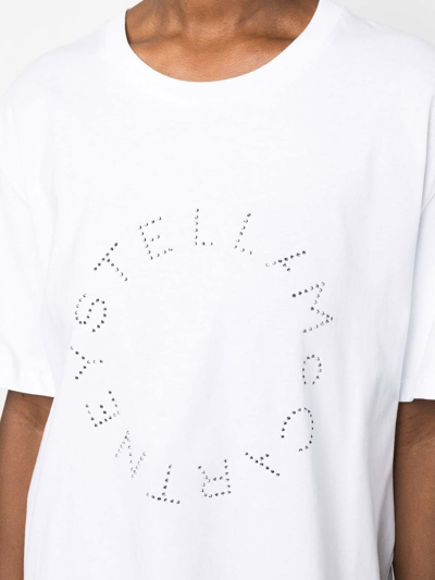 Stella Mccartney T-shirt Mit Strass-logo In White