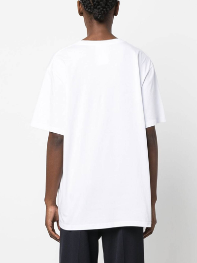 Stella Mccartney T-shirt Mit Strass-logo In White