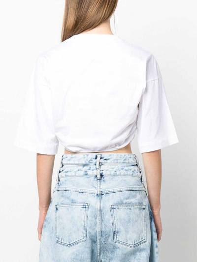 Shop Palm Angels Sunset Cropped T-shirt In Blanco