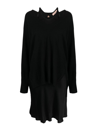 Shop Twinset Layered Jumper Dress In Black