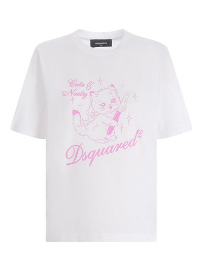 Shop Dsquared2 T-shirt  In Cotton In White