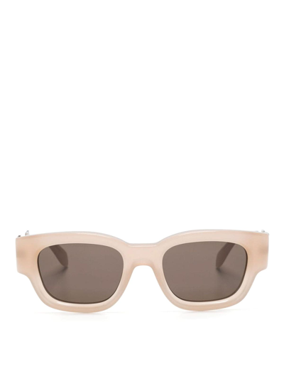 Shop Palm Angels Posey Sunglasses In Beige
