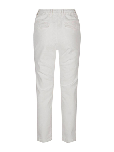 Shop Eleventy 1000 Stripe Velvet Trousers In Blanco