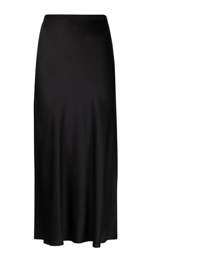 Anine Bing Black Silk Bar Mid-length Skirt In Negro