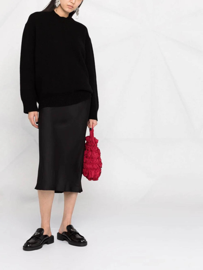 Anine Bing Black Silk Bar Mid-length Skirt In Negro