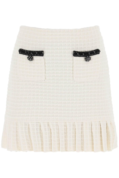Shop Self-portrait Self Portrait Knitted Mini Skirt With Sequins