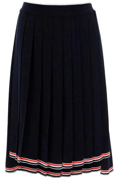 Shop Thom Browne Knitted Pleated Midi Skirt