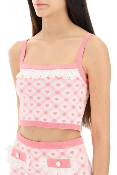 Shop Alessandra Rich Checked Cropped Top