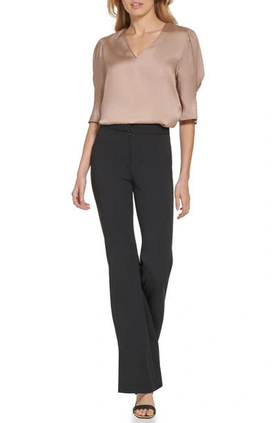 Shop Dkny Puff Sleeve Blouse In Caf Au Lait