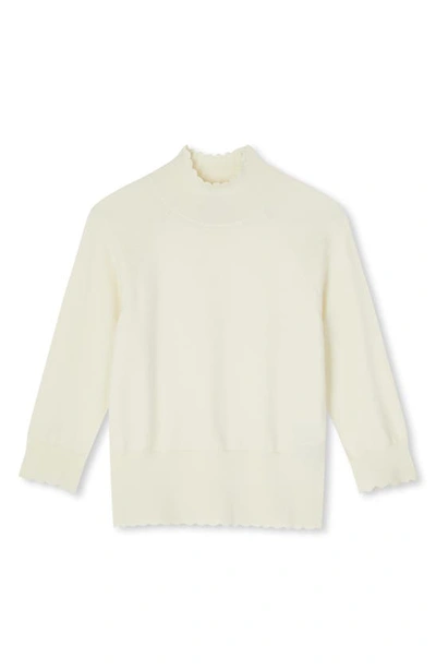 Shop Lk Bennett Betty Scallop Turtleneck Merino Wool Sweater In Cream