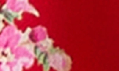 Shop Lk Bennett Keira Floral Print Long Sleeve Silk Midi Dress In Cherry Multi