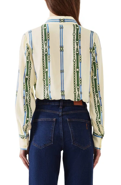 Shop Lk Bennett Hardy Chain Stripe Button-up Shirt In Birch Multi