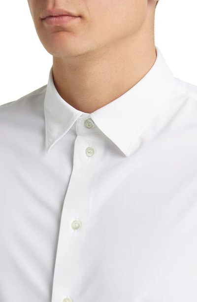 Shop Emporio Armani Stretch Jersey Button-up Shirt In Solid White