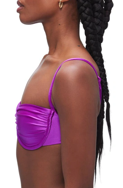 Shop Good American Ruched Underwire Demi Cup Bikini Top In Brightorchid001