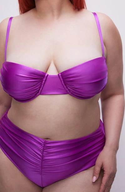 Shop Good American Ruched Underwire Demi Cup Bikini Top In Brightorchid001