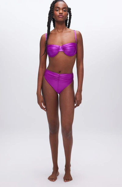 Good American Ruched Underwire Demi Cup Bikini Top In Brightorchid001
